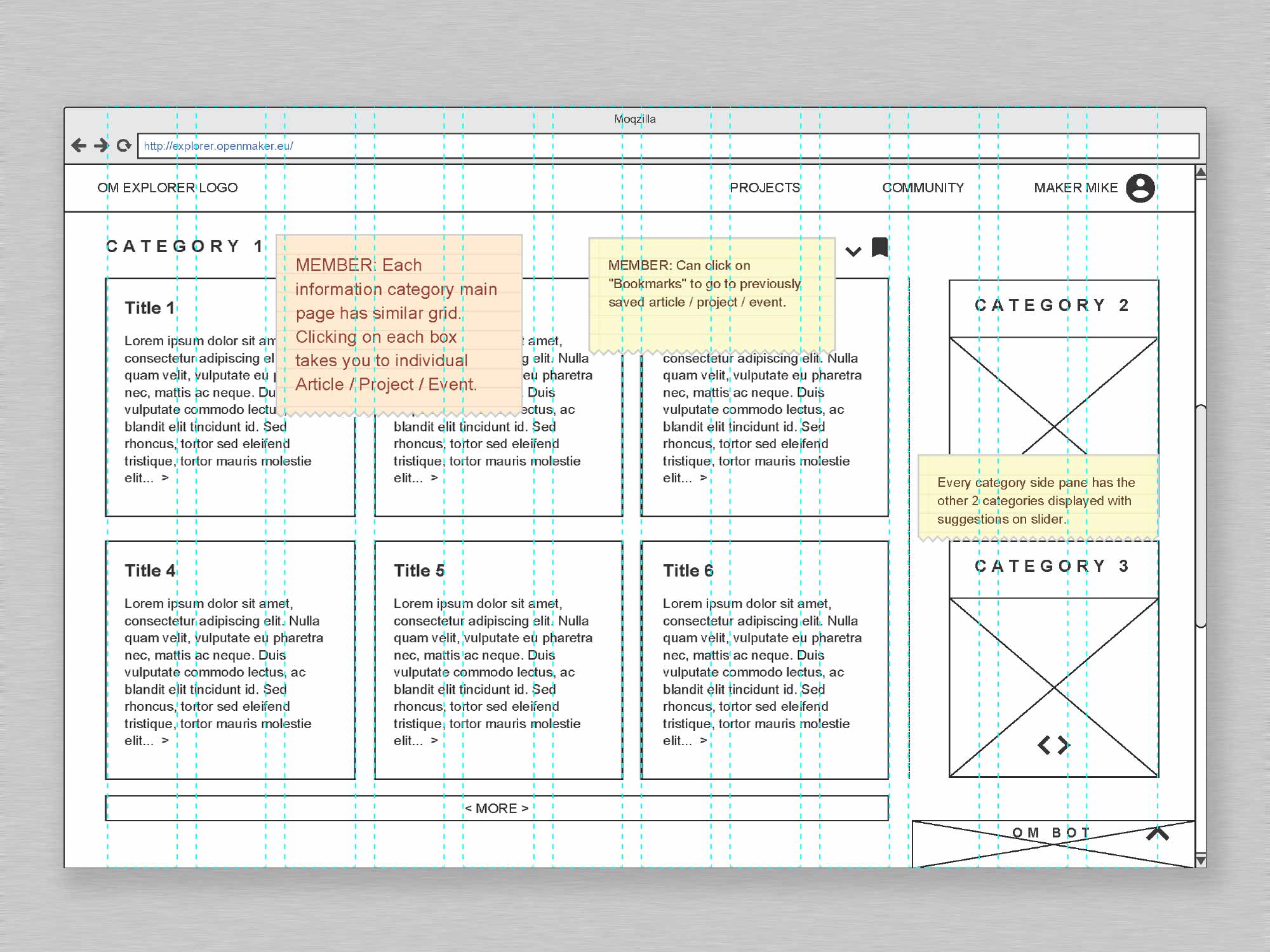 Open Maker User Interface Category Wireframe